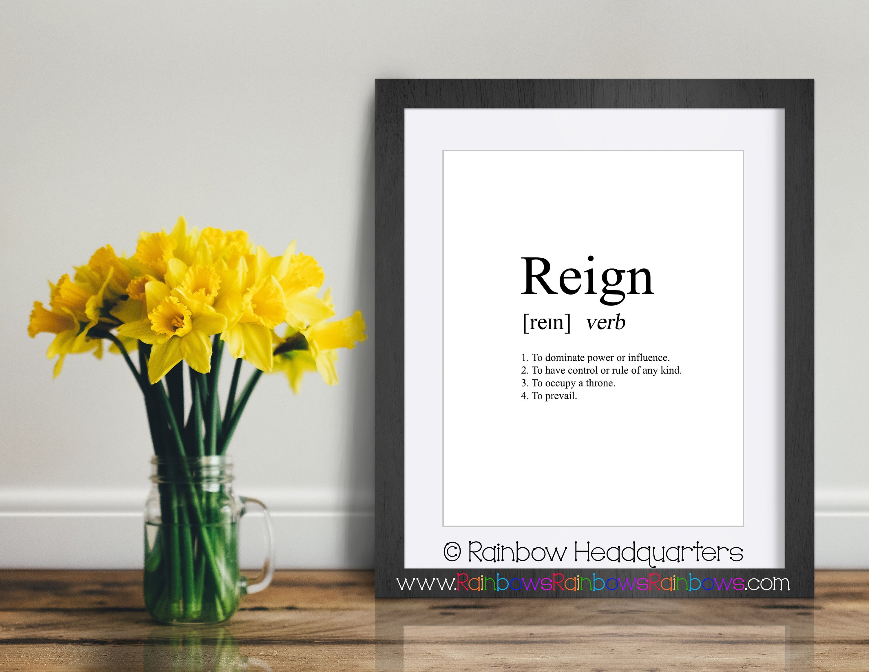 Reign Dictionary Definition Meaning Printable Wall Art | Etsy