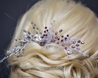 Purple hair comb Purple jewelry Amethyst wedding comb Lilac bridal hair comb Lavender hair comb Purple hair accessory Amethyst hair comb