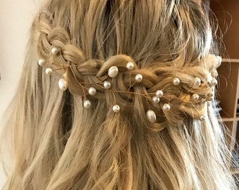 Bridal hair vine Rose gold hair vine Babys breath Bridal hair piece Wedding hair piece Bridal headpiece Pearl Hair Vine Wedding headpiece