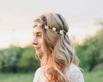 White Flower Crown Headband Flower girl headband Flower girl flower crown Flower Wreath White Flower Headband First Communion Headband