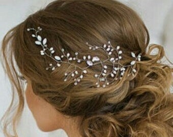 Bridal Headband Wedding Hair Accessories Bridal headpiece halo bridal hair accessories demi halo Bridal Hairpiece Crystal Pearl Hair Piece