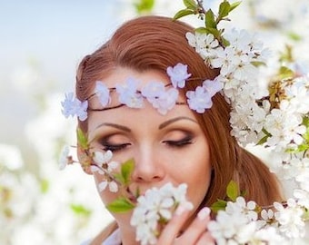 Flower Hair wreath floral crown wedding hair wreath Purple Flower Crown Flower Halo Bridesmaid Flower Crown Spring Flower Crown Gift for her