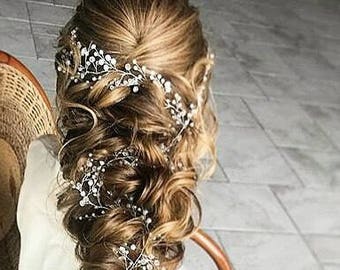 Kristal en Parel haarwijnstok, Babys adem haarstuk, Bruiloft haaraccessoires, Bruiloft haarwijnstok, Bruidshaarwijnstok, Bruidshaaraccessoires