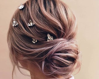 Crystal Hair Pins Bridal Hair Accessories Wedding Hair Accessories Bridesmaids Hair Pins Bridal Headpiece Bridesmaids Gift Silver hair pins