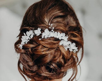 Bridal hair vine, wedding hair vine, flower headband, bridal headpiece, bridal headband, wedding headpiece, pearl vine, flower girl headband