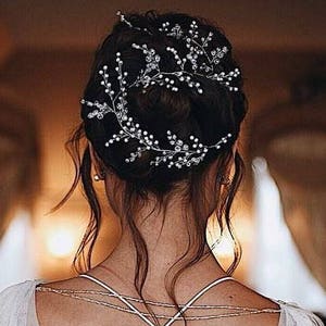 Extra long hair vine Wedding hair accessories Bridal hair vine Wedding hair piece Bridal headpiece Bridal hair accessories Wedding hair vine image 1