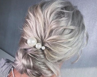 Pearl hair pins, set of 3, pearl hair pins, suitable for brides bridesmaid or prom, wedding pear hairpins, pearl hair comb
