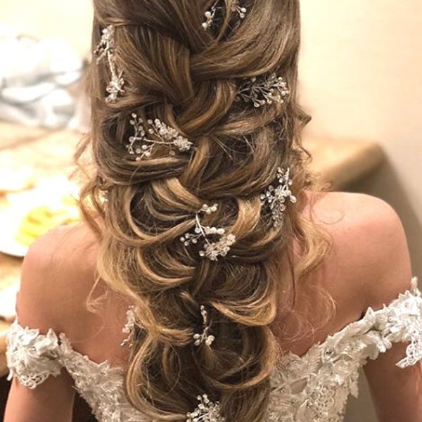 Crystal and Pearl hair vine Extra Long Hair Vine Bridal Hair Vine Wedding Hair Vine Crystal Hair Piece Bridal Jewelry Hair Vine Pearl vine