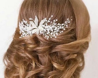 Crystal hair comb Bridal adornment Floral hair comb Bohemian headpiece Bridal head chain Wedding accessories Crystal headpiece