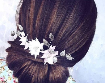 Leaf wedding hair piece, Silver Hair Comb, Gold Leaf Hair Comb, Flower headpiece, Prom Hair Comb, Silver leaf hair pins, Wedding bobby pins