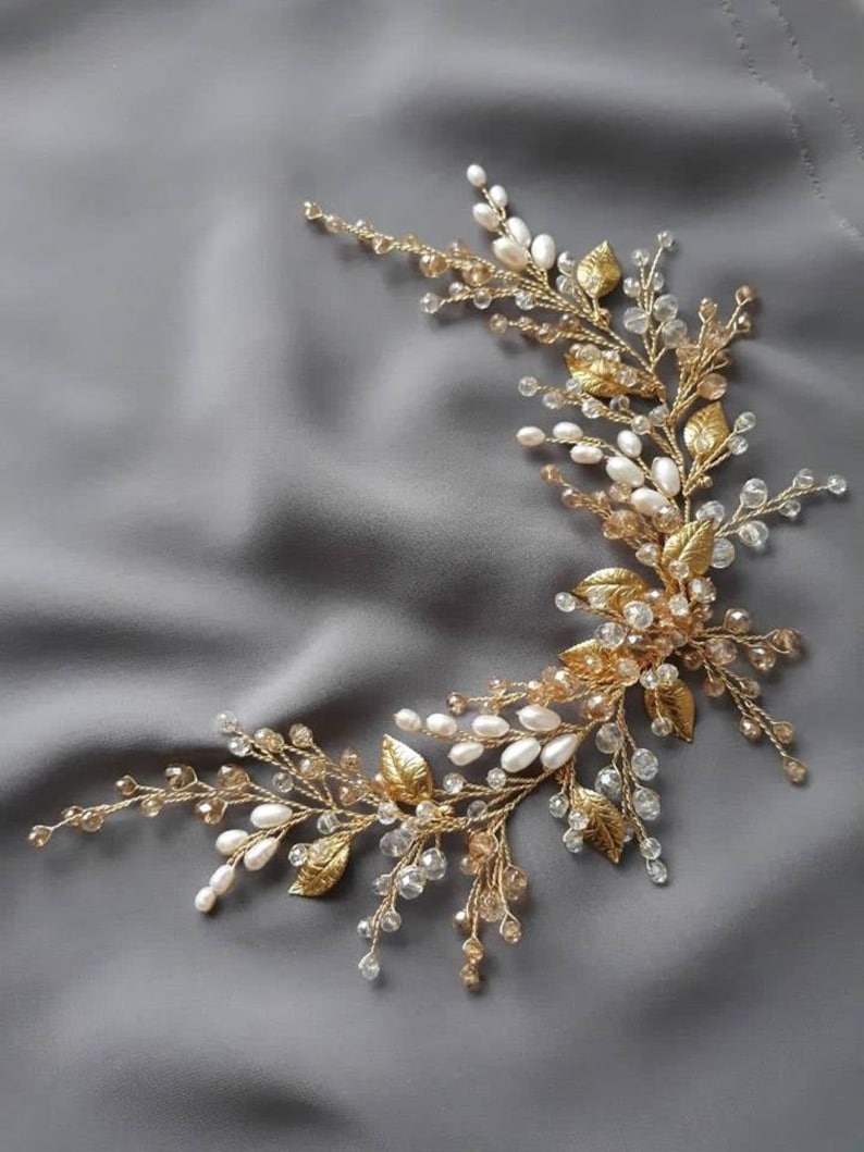 Floral Bridal Hair Comb Flower Side Comb Pearl Hair Comb Etsy