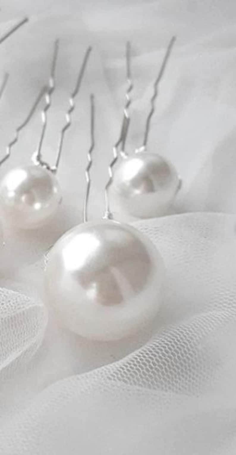 Set of 5 Pearl Hair Pins, Made to Order, Pearl beads, Wedding Hair Grips, Bridal Hair Pins image 4