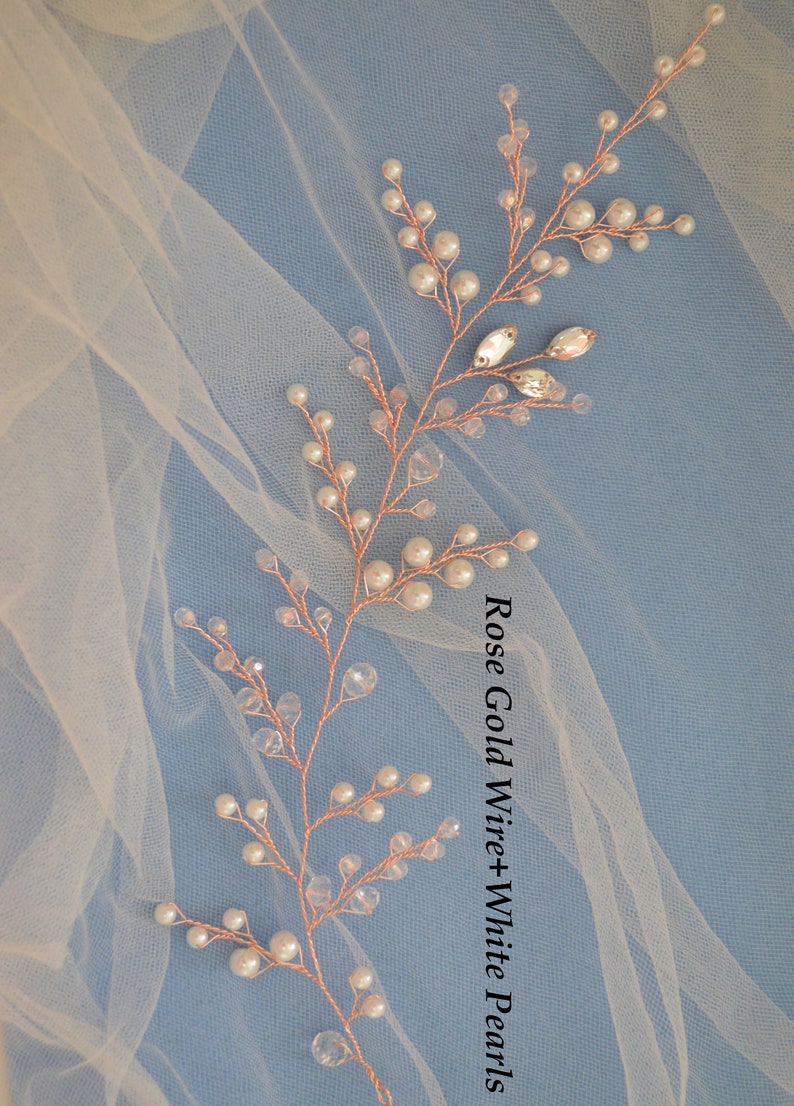 Crystal and Pearl hair vine, Babys breath hair piece, Wedding hair accessories, Wedding hair vine, Bridal hair vine, Bridal hair accessories image 6