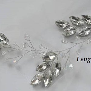 Wedding Hair Vine Bridal Head Piece Silver Bridal Head Piece Bridal Hair Accessory Long hair vine Crystals Bridal Wedding Crystal hair vine image 3