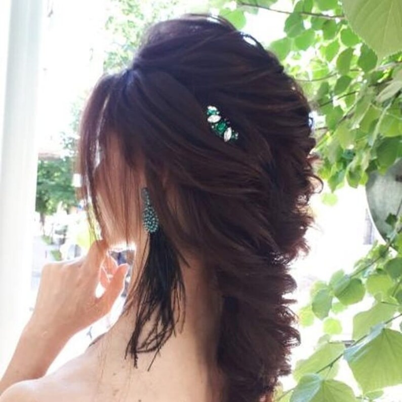 Bridal Emerald Hair Clip Bridemaid Comb Emerald Emerald Etsy