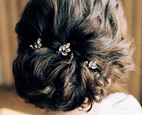 Set Of 3 Bridal Hair Pin Wedding Bobby Pins Crystal Wedding Etsy