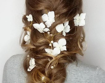 Extra long hair vine Bridal Wedding hair vine long hair vine babys breath hair piece Pearls hair vine Flower Floral Gift Valentine's day