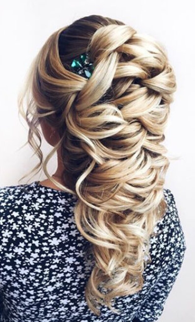 Bridal Hair Pin Emerald Gold Hair Piece Emerald Wedding Hair Etsy