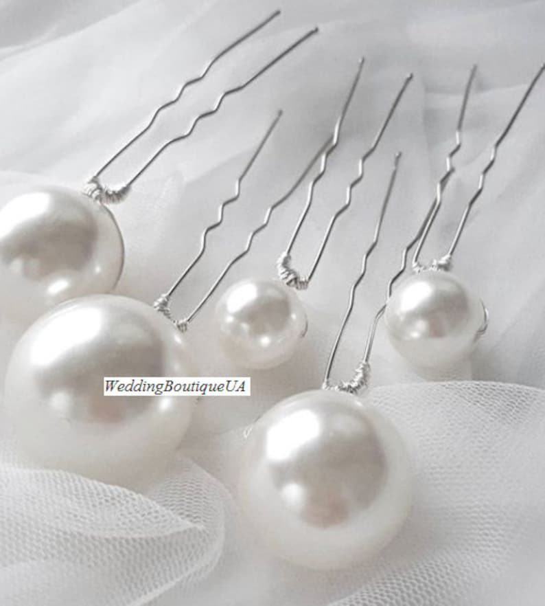 Set of 5 Pearl Hair Pins, Made to Order, Pearl beads, Wedding Hair Grips, Bridal Hair Pins image 10