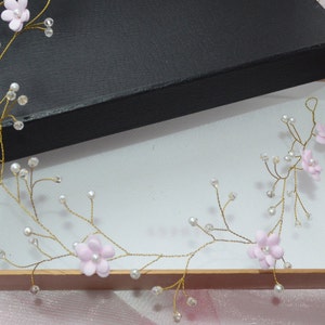 Pink Bridal Flower crown Bridal hair vine White flower crown Pearl hair vine Floral crown Wedding flower crown Bridal floral headpiece image 4