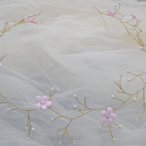 Pièce de vigne de cheveux de mariée cheveux cristal fleur rose Couronne coiffe fleur couronne nuptiale bandeau cheveux de mariée pièce perles tête Couronne de mariage