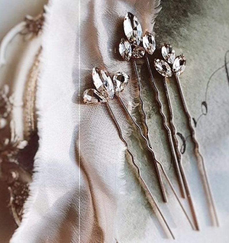 Crystal Bridal Hair Pins Silver Crystal Wedding Hair Pins Etsy