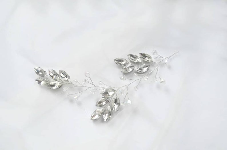 Wedding Hair Vine Bridal Head Piece Silver Bridal Head Piece Bridal Hair Accessory Long hair vine Crystals Bridal Wedding Crystal hair vine image 2