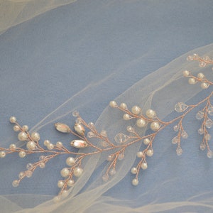 Crystal and Pearl hair vine, Babys breath hair piece, Wedding hair accessories, Wedding hair vine, Bridal hair vine, Bridal hair accessories image 7