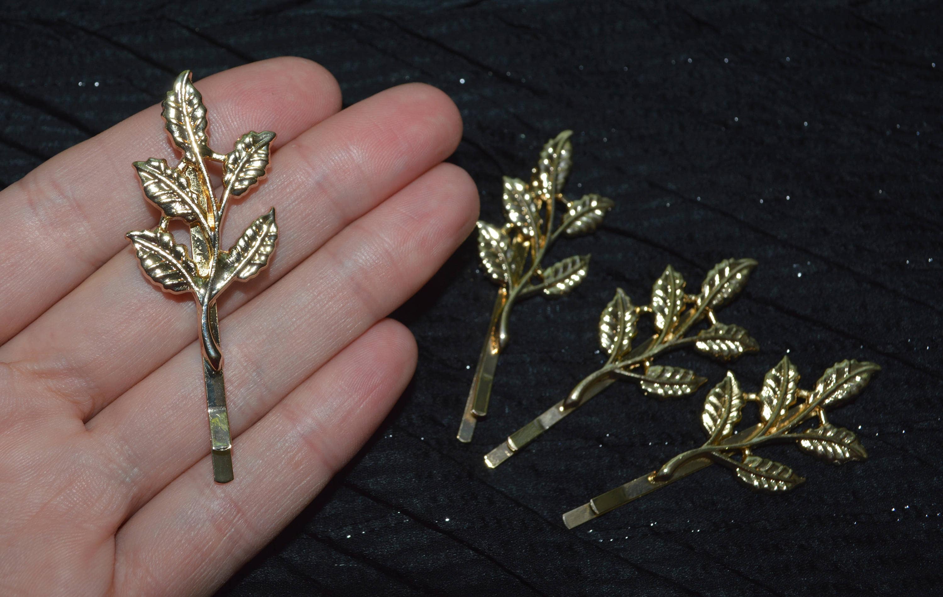 Grecian Hair Pin Gold Leaf Hair Clips Gold Leaf Bobby Pin - Etsy