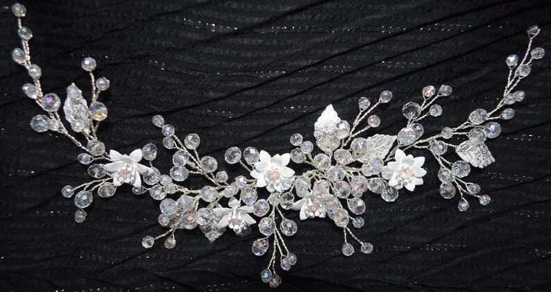 Bridal Headpiece Crystal Bridal Hair Piece Pearl Flower hair comb Pearl Wedding Hair piece Hair vine Wedding accessories Bridal Hair Halo