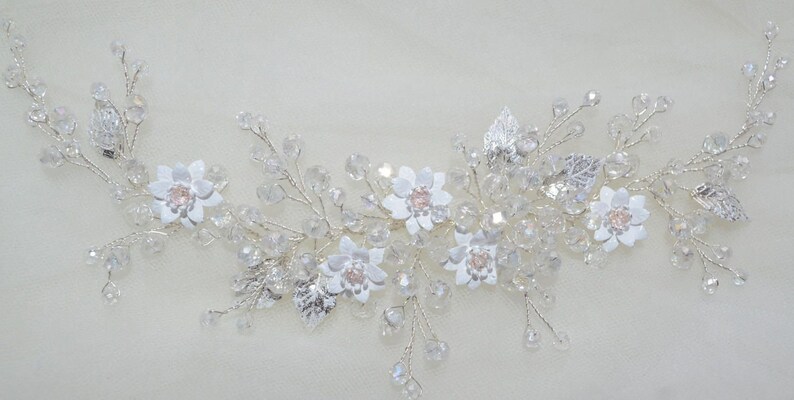 Bridal Headpiece Crystal Bridal Hair Piece Pearl Flower hair comb Pearl Wedding Hair piece Hair vine Wedding accessories Bridal Hair Halo