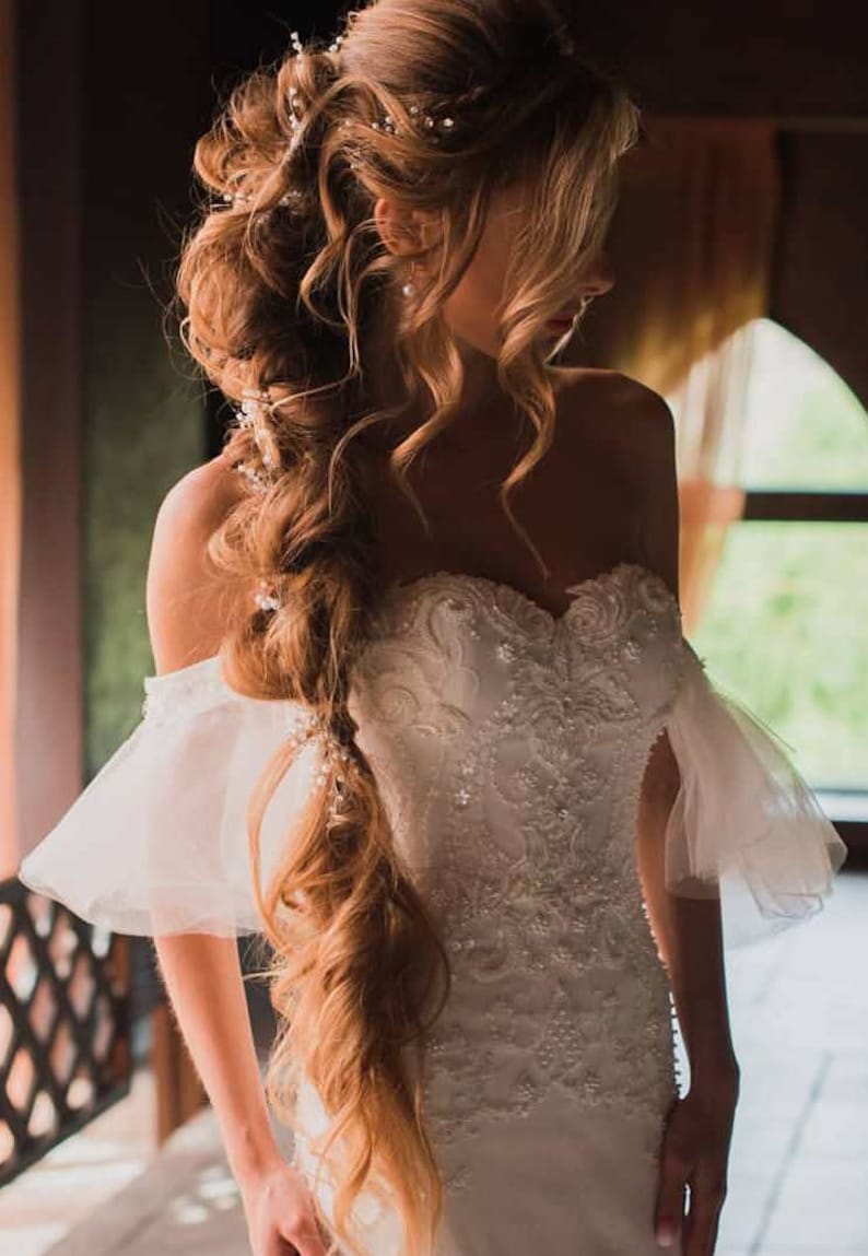 Crystal and Pearl hair vine, Babys breath hair piece, Wedding hair accessories, Wedding hair vine, Bridal hair vine, Bridal hair accessories image 9