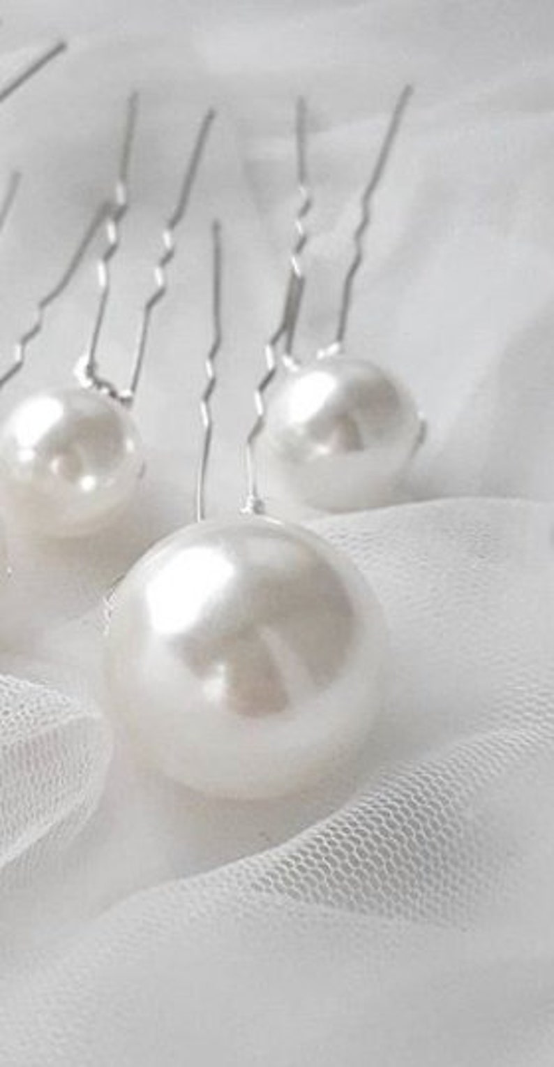 Set of 5 Pearl Hair Pins, Made to Order, Pearl beads, Wedding Hair Grips, Bridal Hair Pins image 7