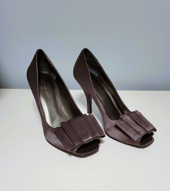 Vintage Never Worn Anne Klein Charcoal Grey Open Toe Satin Stiletto Heel Size 7.5 Etsy