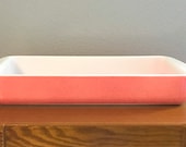 1950 39 s Pink Pyrex Baking Dish- Vintage Mid Century Pyrex 7.5 quot x 12 quot Baking Dish- Speckled Pink Pyrex