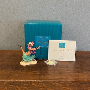 1990’s Walt Disney Classic Collection The Lion King “Luau” Figurine- Vintage WDCC Timon Figurine with COA and Enamel Pin
