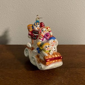 Christopher Radko “Family Outing” Snowmen Ornament- Vintage Blown Glass Christopher Radko Snowman Family  Ornament