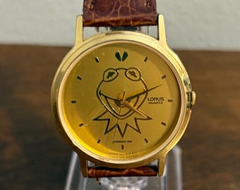 Zegarek Lorus Kermit Żaba z lat 90. – zabytkowy zegarek Lorus Kermit w kolorze złotym