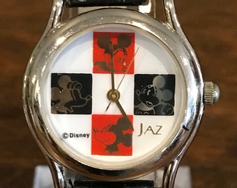 JAZ Pop Art Mickey Mouse Watch de 1980- Reloj de pulsera Vintage Para mujeres Disney Mickey Mouse