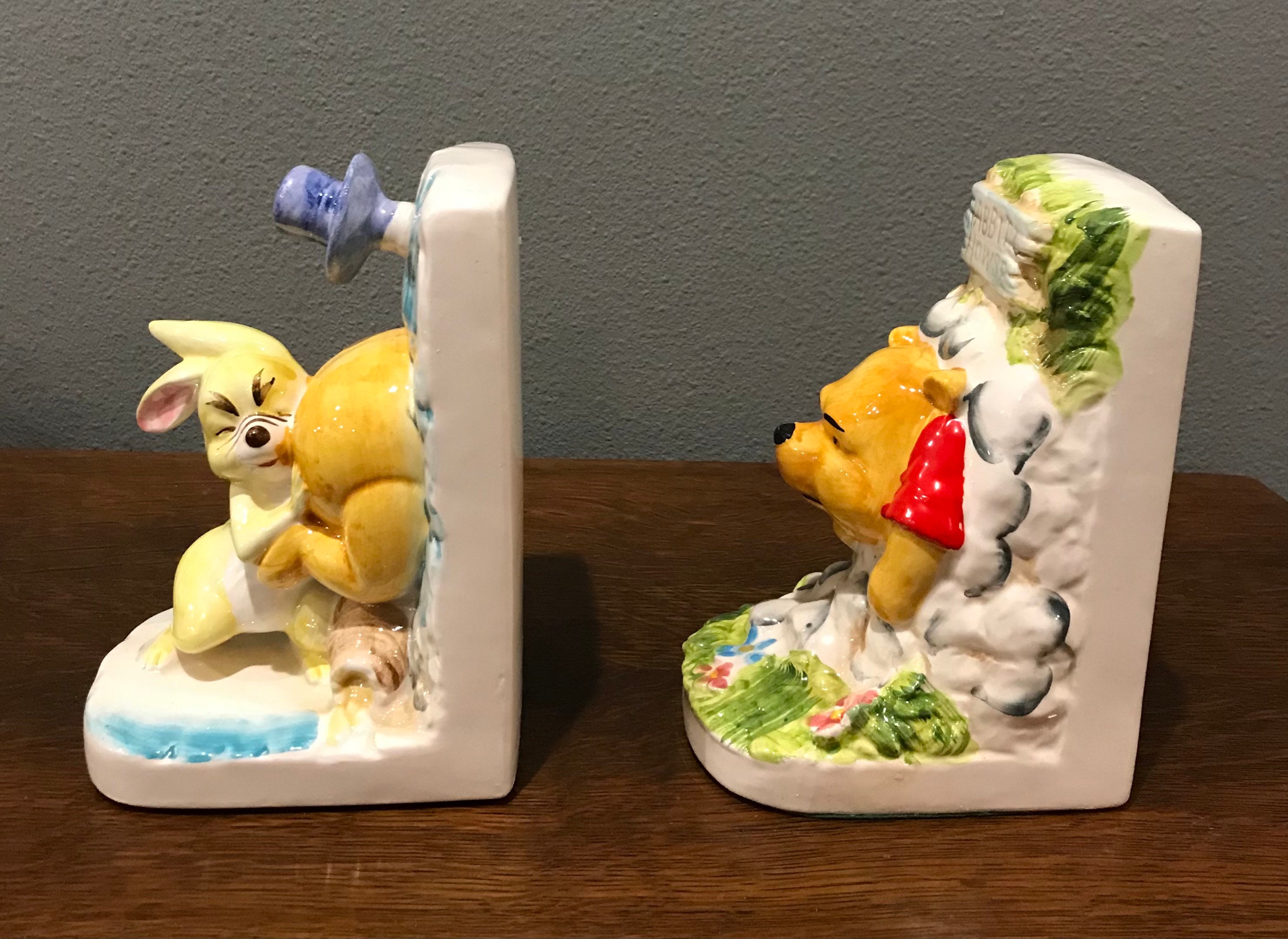 1960 年代の陶器製くまのプーさんブックエンド - ヴィンテージ