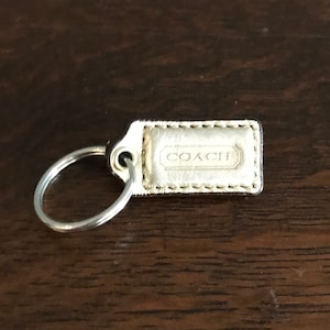 Vintage COACH Leather Keychain- Small Gold Toned Leather Coach keychain