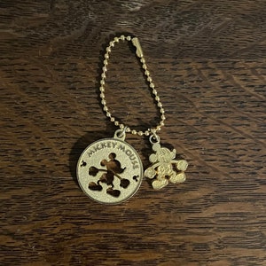 1990’s Tokyo Disneyland Mickey Mouse Cut Out Keychain- Vintage Metal Mickey Mouse Gold Toned Coin with Cut Out Keychain