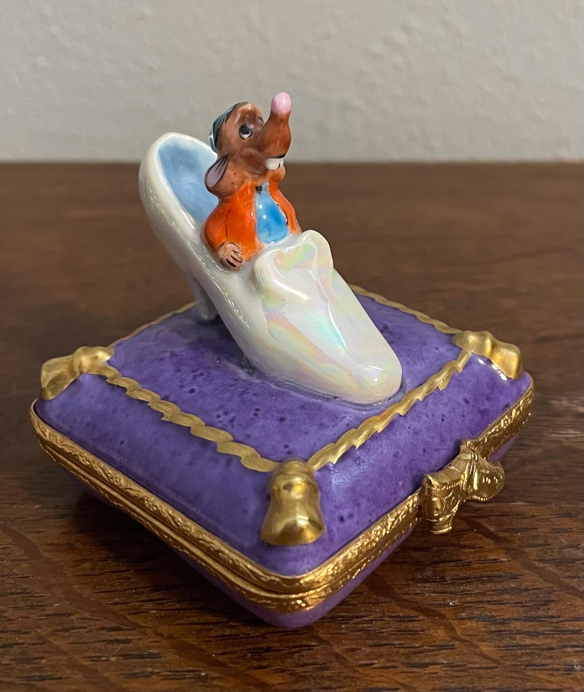 Peint Main Limoges Disney Cinderella's Slipper Box- Vintage Hand