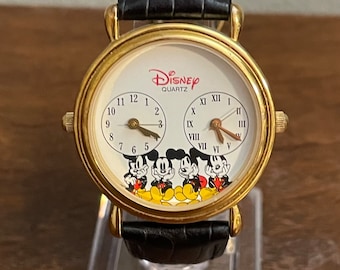 Disney Time Works Mickey Mouse Multi Dial Watch- Vintage Mickey Mouse Dual  Time Watch
