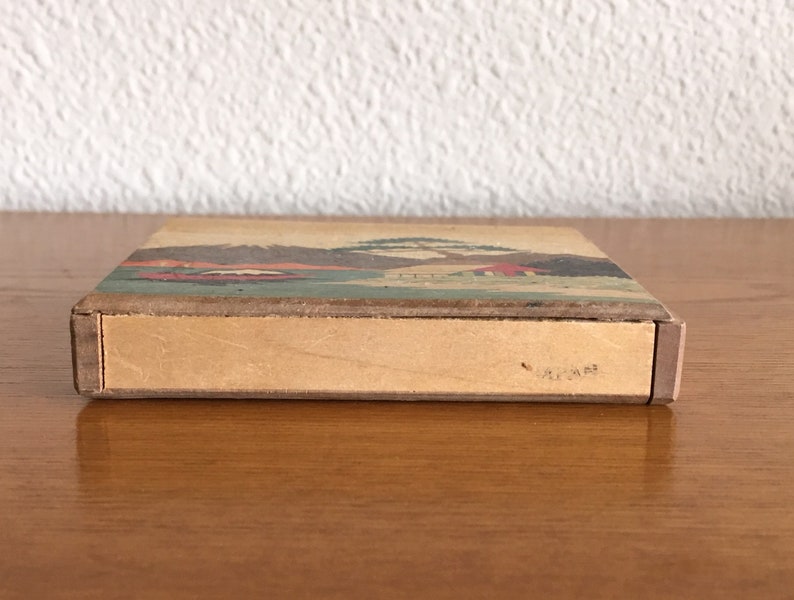 Wooden Trinket Box Vintage Wooden and Mother of Pearl Inlay Box Wooden Inlay Jewelry Box