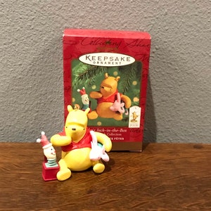 2000 Hallmark Piglet’s Jack-in-the-Box Ornament- Vintage Classic Winnie-the-Pooh and Piglet Ornament