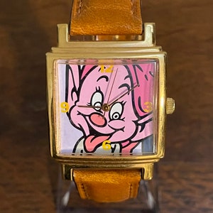 1990 Disney Katalog Exclusive Dopey Uhr - Vintage Square Dopey Uhr