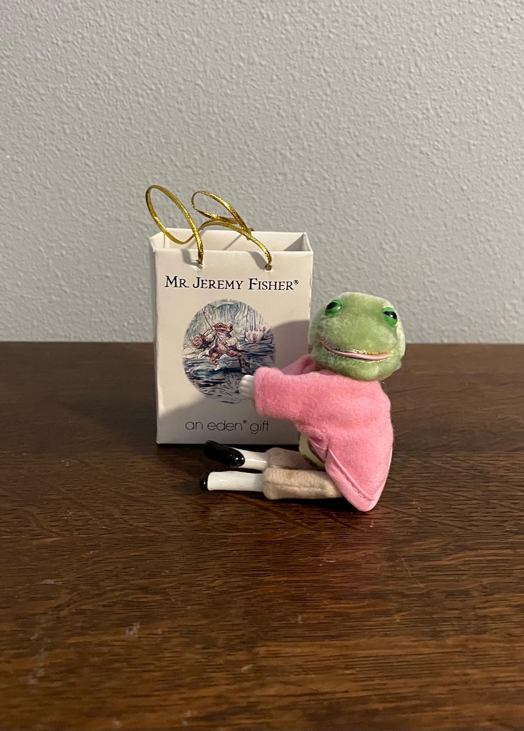 Jeremy Gift 1987 Eden Toys Jeremy Fisher Clip-on Stuffed Toy in Gift Bag- Vintage ...