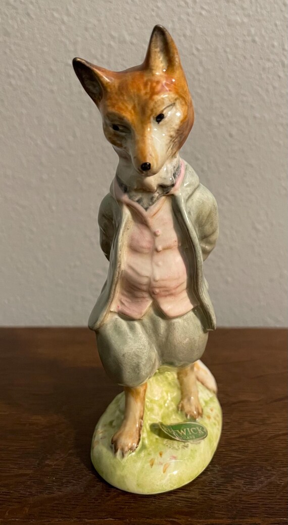 ピーター・ムーク ゴルファー フィギュア70cm アンティーク特大ヴィンテージ Foxy Whiskered Gentleman- BP2A- Gold Oval Beatrix Potter Figurine