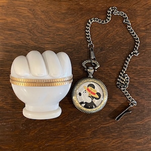 Limited Edition Disney Mickey Mouse Pocket Watch in Glove Box- Vintage Mickey Mouse Pocket Watch